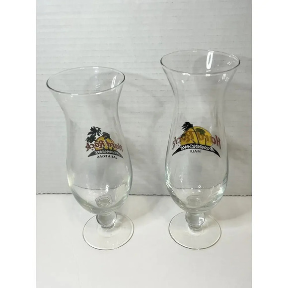 HARD ROCK CAFE Vegas & Maui‎ Tall Hurricane Glass Milkshake Cocktail Lager Beer - Picture 6 of 10